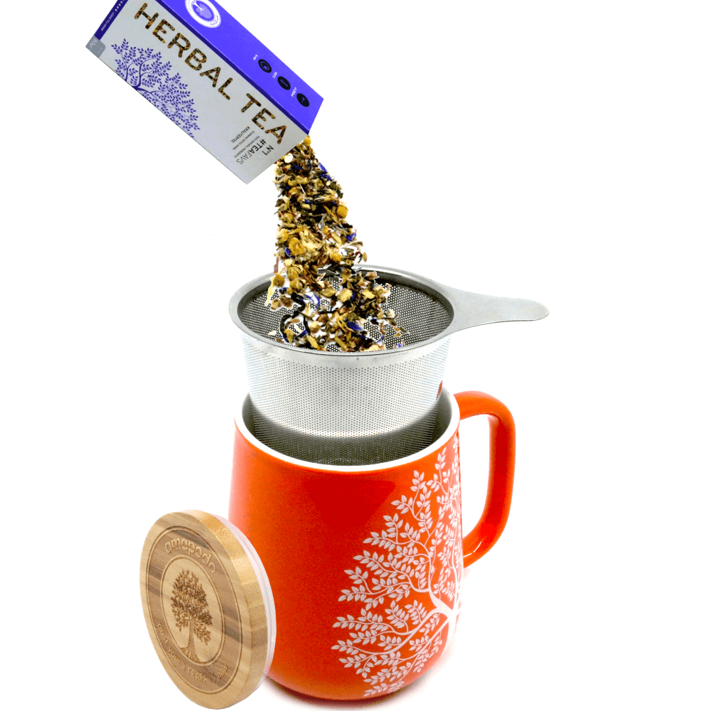 Teetasse mit Sieb und Deckel XXL