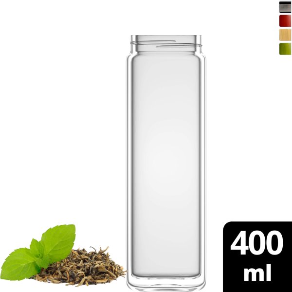 amapodo Teeflasche Ersatzglas einzeln 400ml clear design vorn