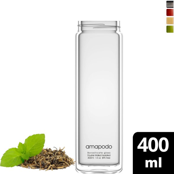 amapodo Teeflasche Ersatzglas einzeln 400ml design logo vorn