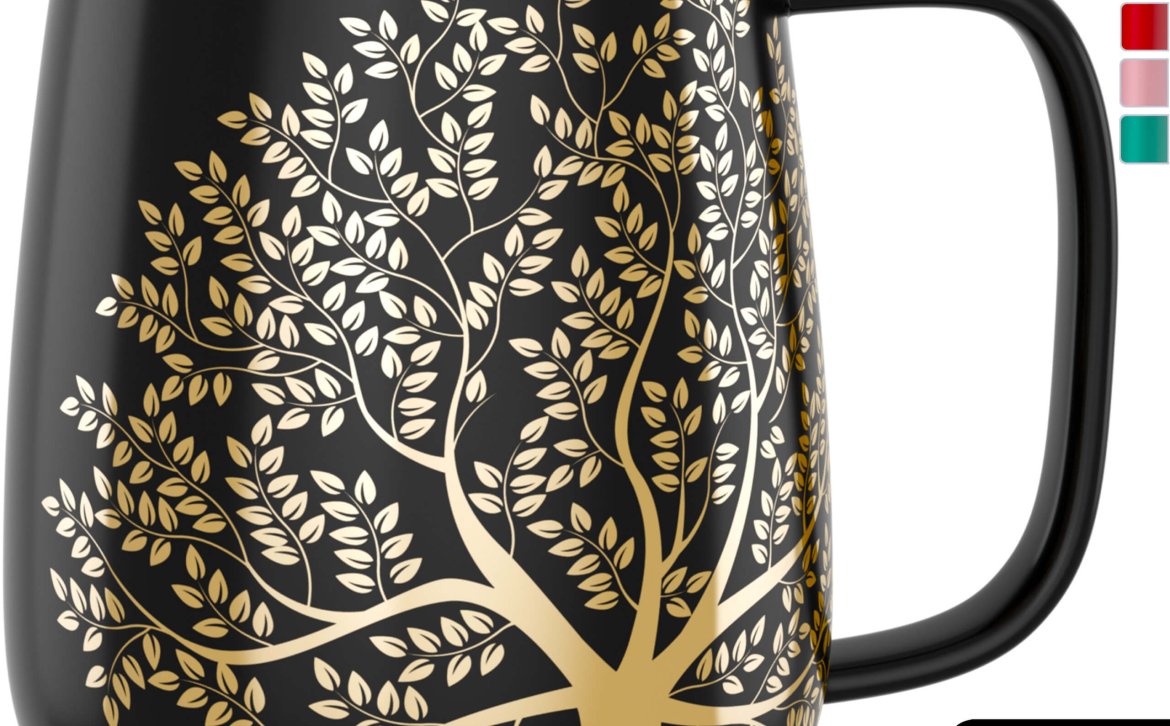 amapodo-Kaffeetasse aus Porzellan mit Henkel 600ml Dunkelgrau Oben