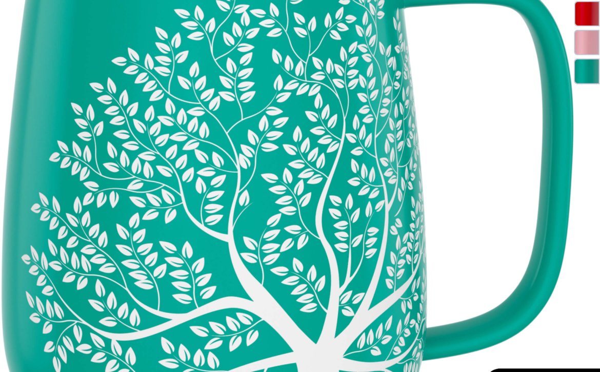 amapodo Kaffeetasse aus Porzellan mit Henkel 600ml Türkis Oben