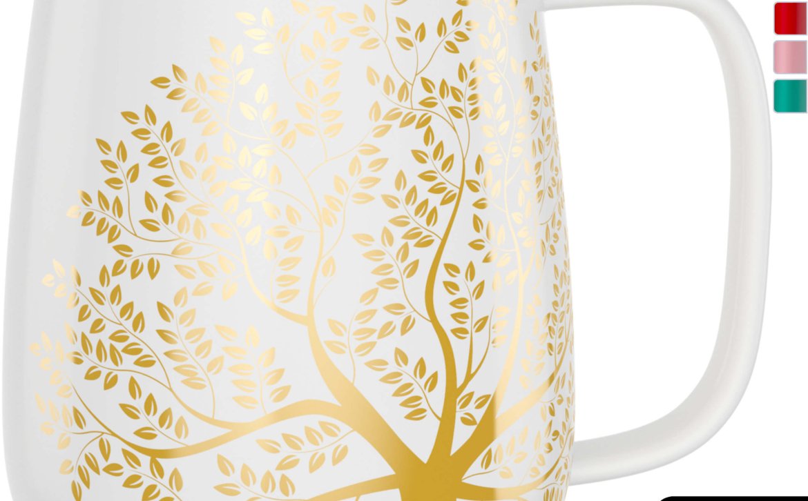 amapodo-Kaffeetasse aus Porzellan mit Henkel 600ml Weiß Oben