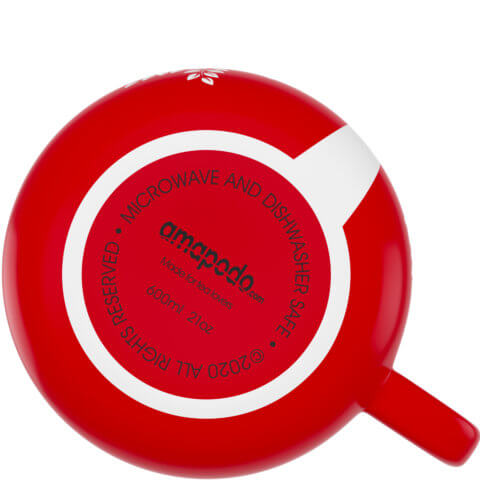 amapodo Kaffeetasse aus Porzellan mit Henkel Rot 600ml liegend Tassenboden