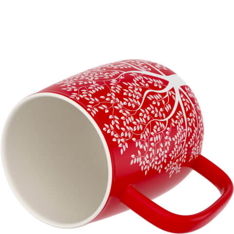 amapodo Kaffeetasse aus Porzellan mit Henkel Rot 600ml liegend Tassenöffnung